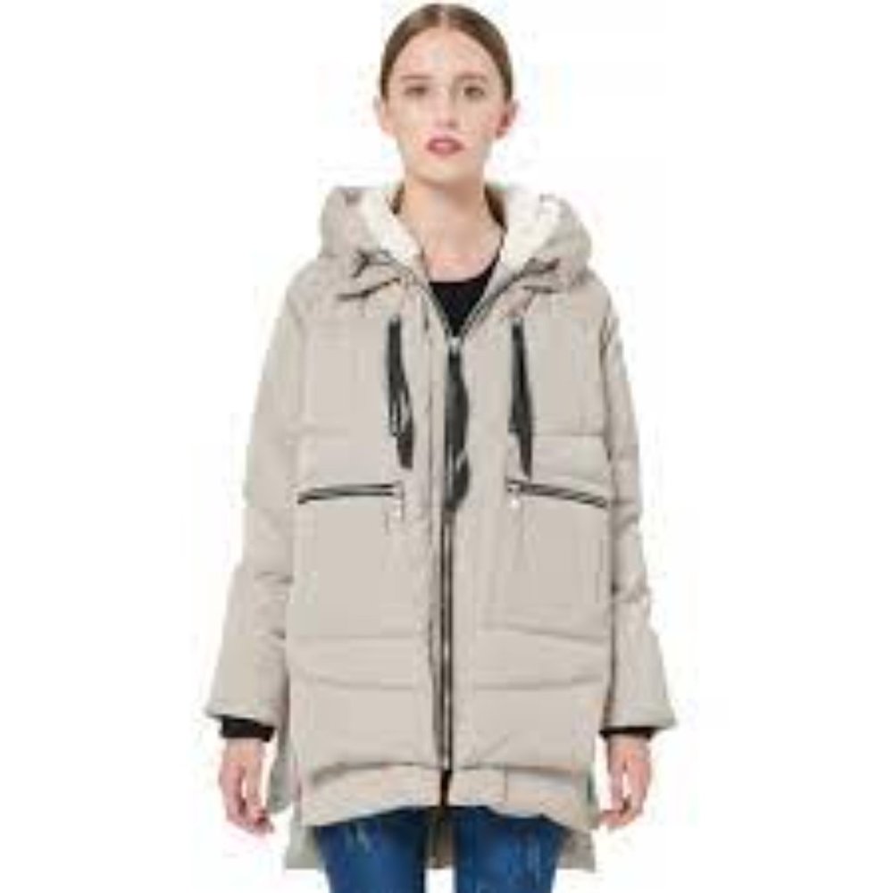 Orolay Thickend Duck Down Fleece Lined Hooded Winter Coat | Beige | VGUC | XS